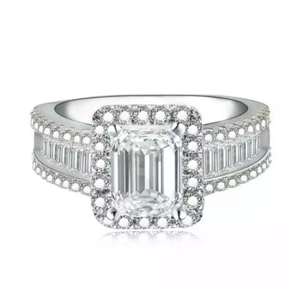 NEW 925 STERLING SILVER DIAMOND ENGAGEMENT RING, CUTE RING, SHINY RING. - Picture 3 of 3